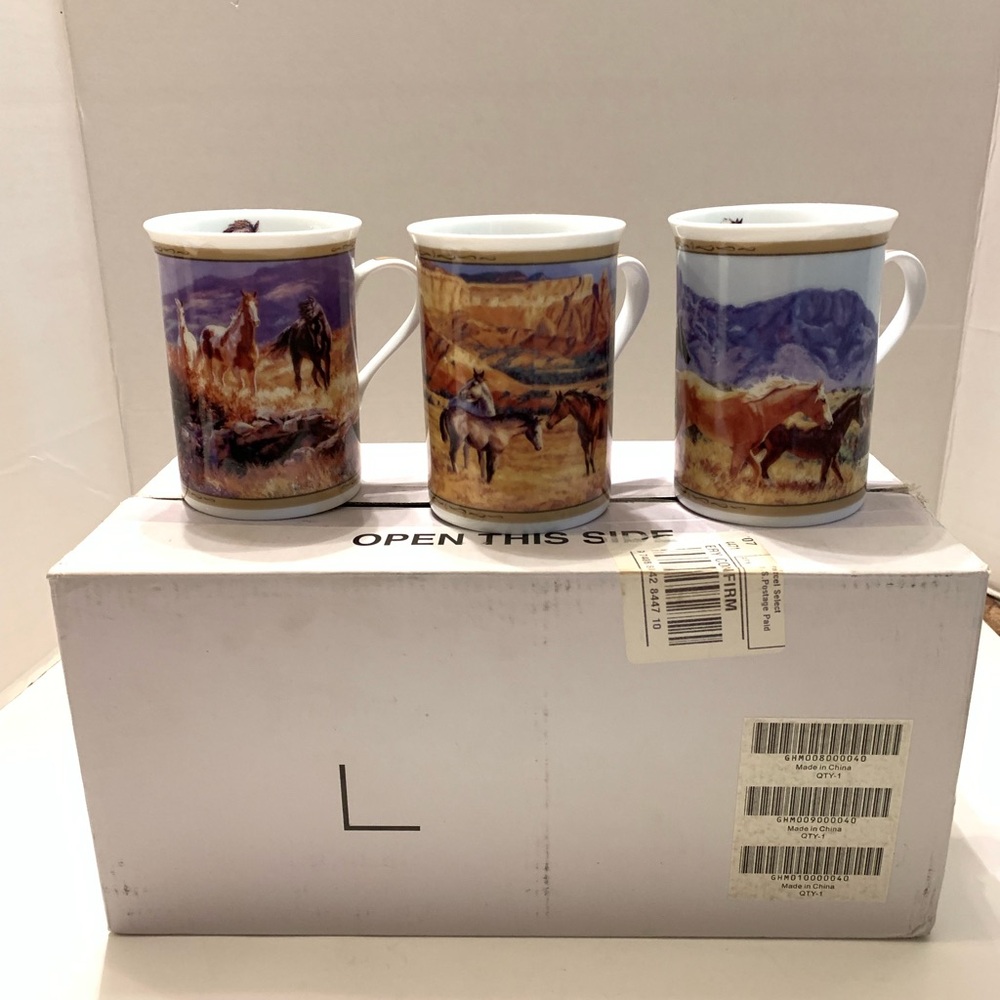 The Danbury Mint Wild Spirits Fine Porcelain Mugs 3